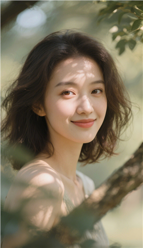 树荫下的美女肖像图片